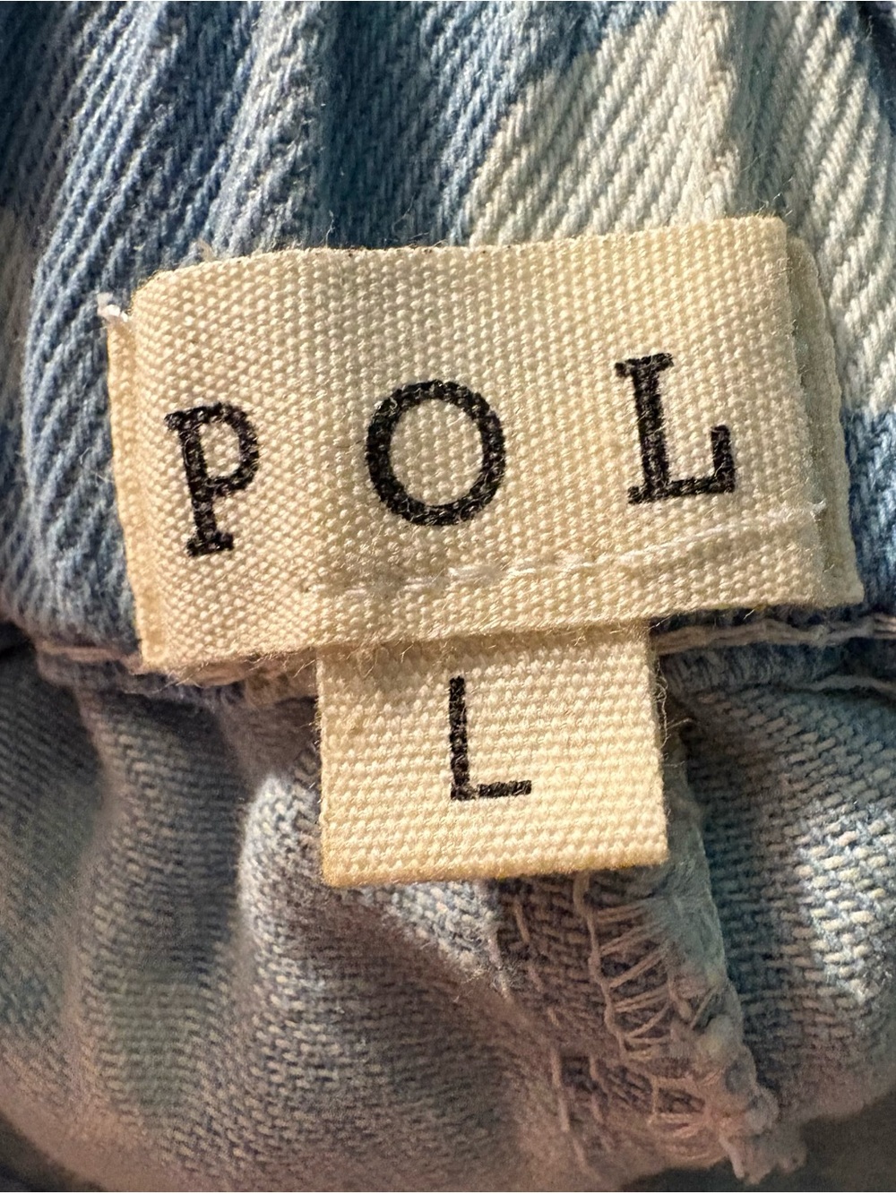 POL Heart Joy Denim Cargo Joggers in Light Blue NWT Size Large - Picture 8 of 8